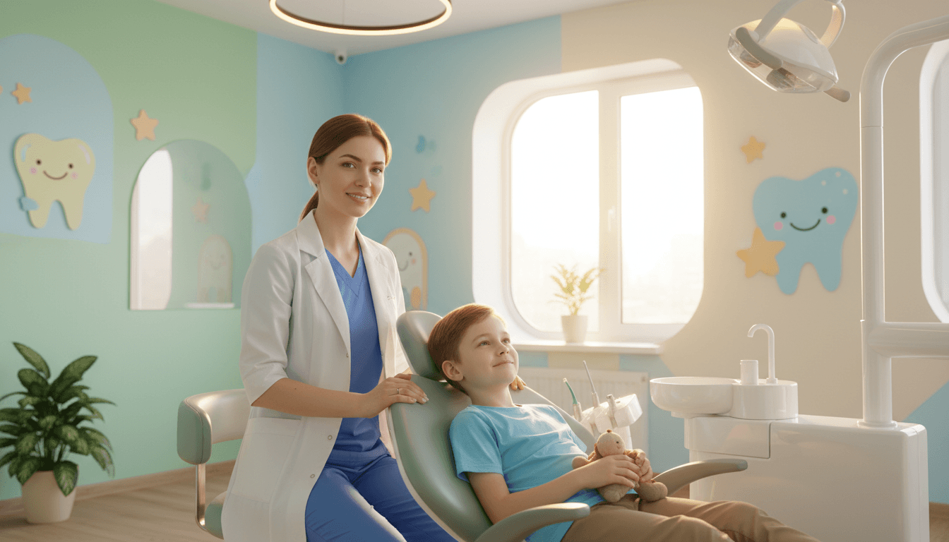 Tooth nerve therapy - child comfortable in dental chair