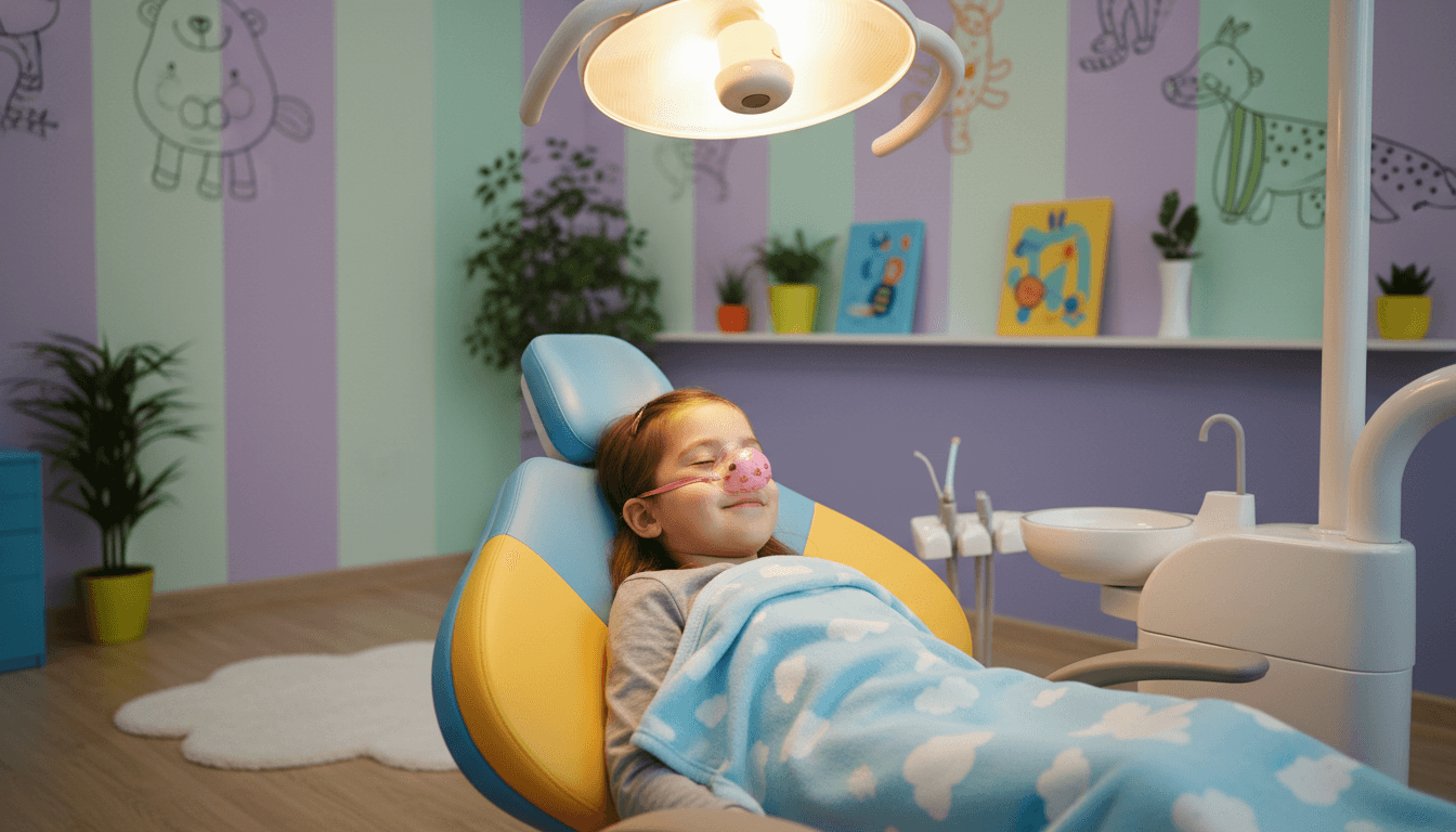Sedation dentistry - child relaxing comfortably in dental chair